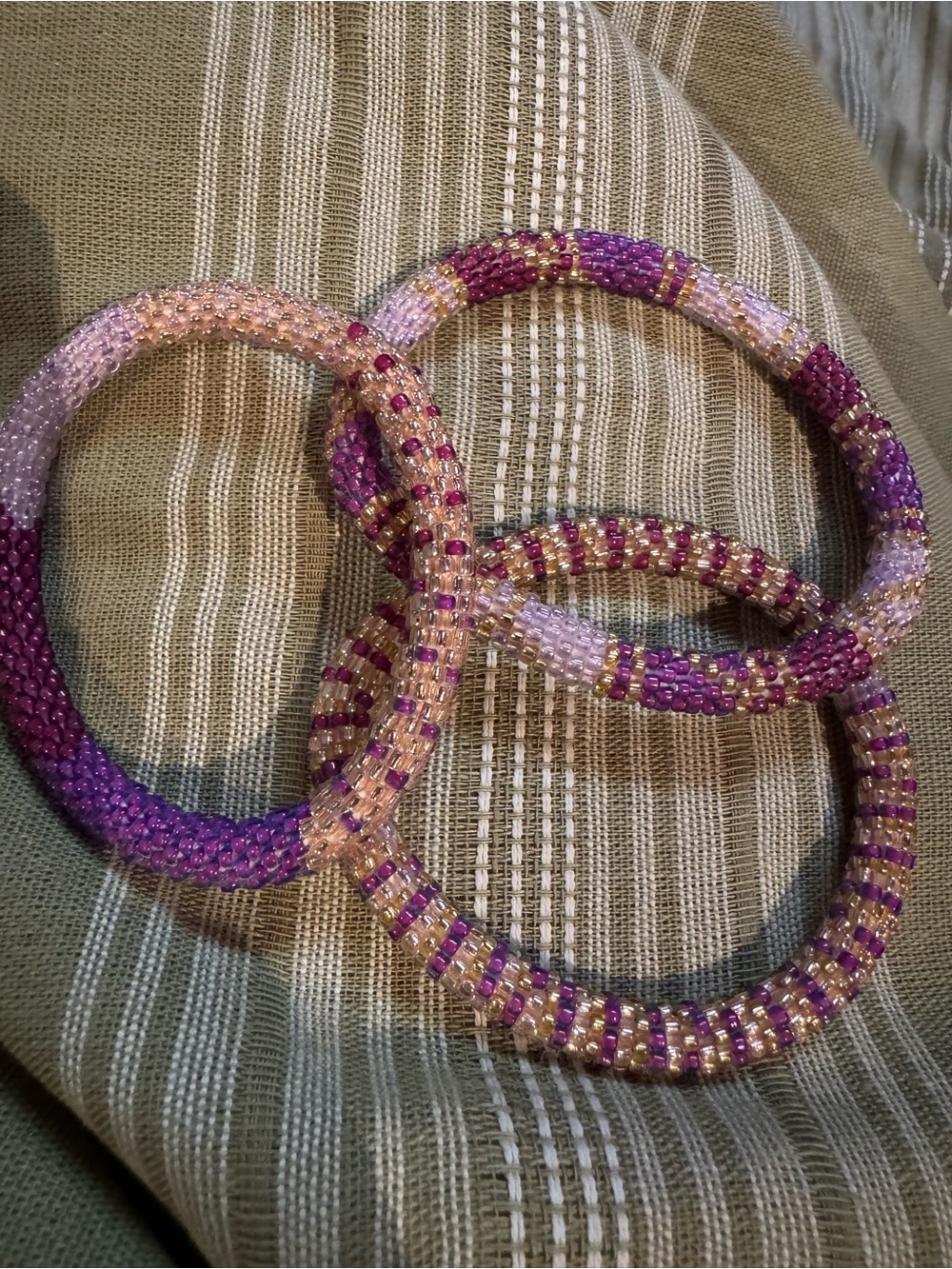 Nogu Purple Beaded Bangle Bracelet Set